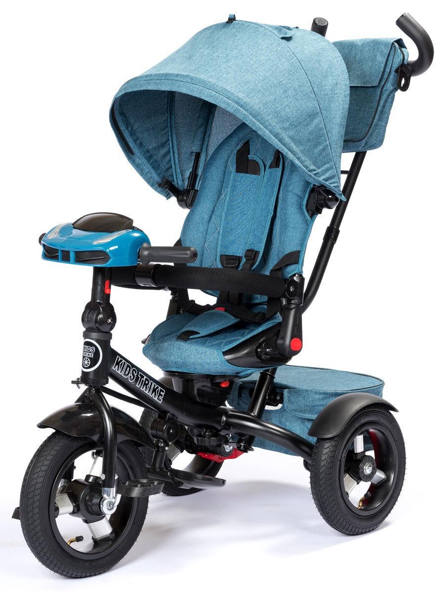 Трехколесный велосипед трансформер Kids Trike Lux Comfort,надувные колеса 12/10, арт. 6088 синий джинс - фото 1 - id-p174827963