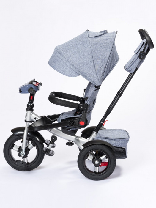 Трехколесный велосипед трансформер Kids Trike Lux Comfort (графитовый), надувные колеса 12/10