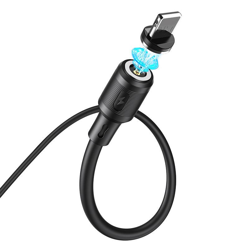 Зарядный магнитный USB дата кабель HOCO X52 Lightning, 2.4A, 1м, черный 556038 - фото 3 - id-p174828212