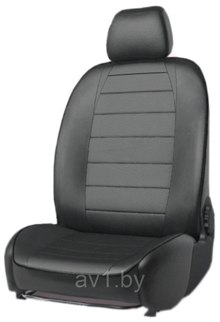 Чехлы на сиденья Peugeot 5008 (2009-2016) 5 мест / Пежо (черный + серая вставка) - фото 2 - id-p174364097