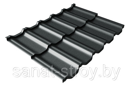 Металлочерепица модульная квинта Uno Grand Line c 3D резом 0,5 Rooftop Бархат  RAL 7016 Антрацитово-серый, фото 2