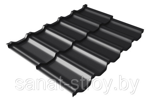 Металлочерепица модульная квинта Uno Grand Line c 3D резом 0,5 Rooftop Бархат  RAL 9005 Черный