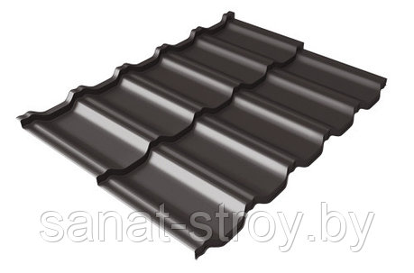 Металлочерепица модульная квинта Uno Grand Line c 3D резом 0,5 Rooftop Бархат RR 32 Темно-коричневый, фото 2