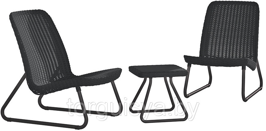 Набор уличной мебели (2 кресла, столик) Rio Patio set, графит, фото 2