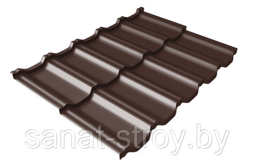 Металлочерепица модульная квинта Uno Grand Line c 3D резом 0,5 GreenСoat Pural RR 887 Шоколадно-коричневый - фото 1 - id-p174850791