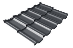 Металлочерепица модульная квинта Uno Grand Line c 3D резом 0,45 Drap  RAL 7024 Мокрый асфальт