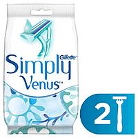 Gillette Venus 2 Simply 2 шт. Женские одноразовые бритвы / станки для бритья