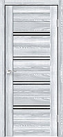 Дверное полотно Экошпон XLINE 4 900х2000 цвет Клён айс стекло Лакобель черное Межкомнатная дверь