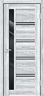 Дверное полотно Экошпон XLINE 1 800х2000 цвет Клён айс стекло Лакобель черное Межкомнатная дверь