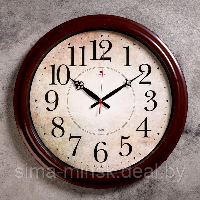 Часы настенные, серия: Классика, "Клавер", коричневые, циферблат 40 см, 48 см - фото 1 - id-p174895287