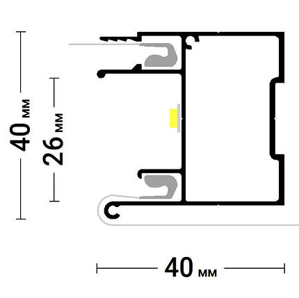 Профиль BRUS-01 (40 х 40 мм) с нишей под подсветку, фото 2