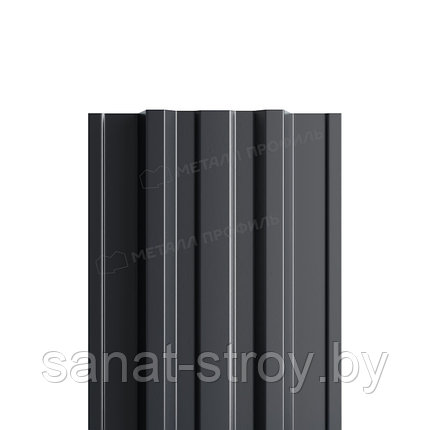 Штакетник металлический МП TRAPEZE-T 16,5х118 (PURMAN-20-7024-0.5)  RAL 7024 Серый графит, фото 2