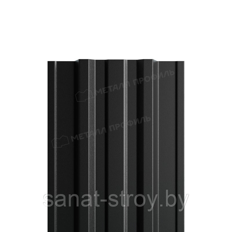 Штакетник металлический МП TRAPEZE-T 16,5х118 (PURMAN-20-9005-0.5)  RAL 9005 Черный темный