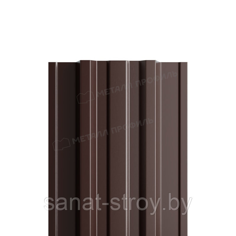 Штакетник металлический МП TRAPEZE-T 16,5х118 (PURMAN-20-32-0.5)  RR 32 Темно-коричневый
