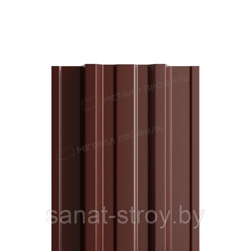 Штакетник металлический МП TRAPEZE-T 16,5х118 (PURETAN-20-8017-0.5) RAL 8017 Шоколад