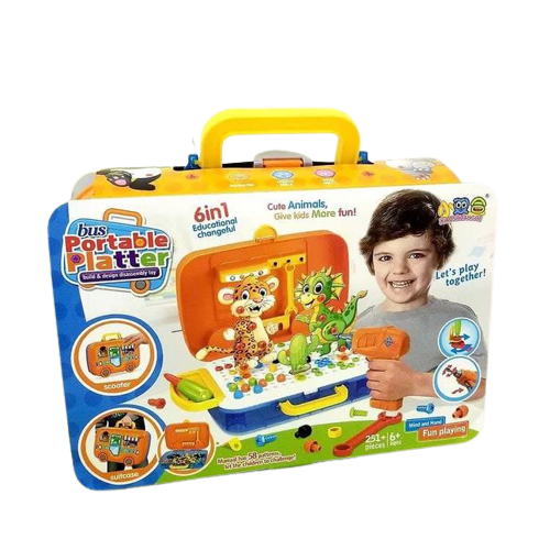 Конструктор с шуруповертом 251 деталь Bus Portable Platter