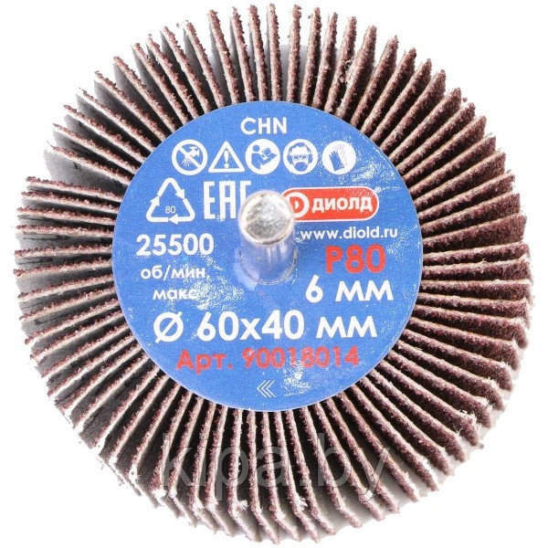 Круг лепестковый абразивный радиальный d 60x40мм, хвостовик d 6, P80