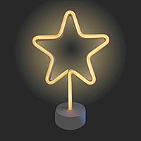 Светодиодный настольный неоновый светильник "Звезда", 3Вт, питание 3*АА, цвет свечения желтый