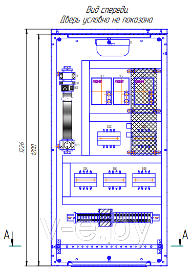 Вид спереди шкафа зажимов трансформаторов напряжения ШЗН-1В_типовое исполнение