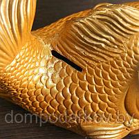 Копилка "Рыбка" золотая, 20х12х15см, фото 6