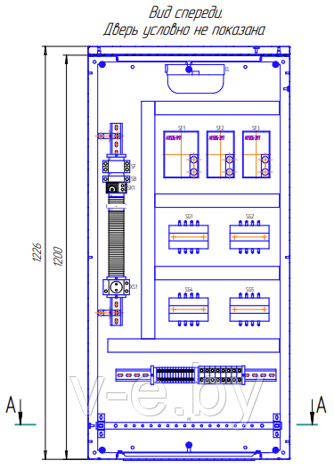 Вид спереди шкафа зажимов трансформаторов напряжения ШЗН-2_типовое исполнение