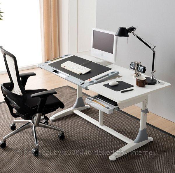 Регулируемый стол-парта COMF-PRO King Desk Белый, серые вставки - фото 8 - id-p64898093