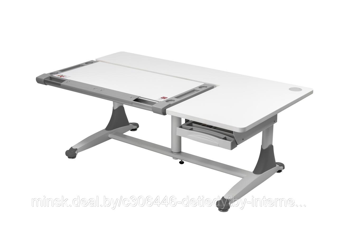 Регулируемый стол-парта COMF-PRO King Desk Белый, серые вставки - фото 2 - id-p64898093