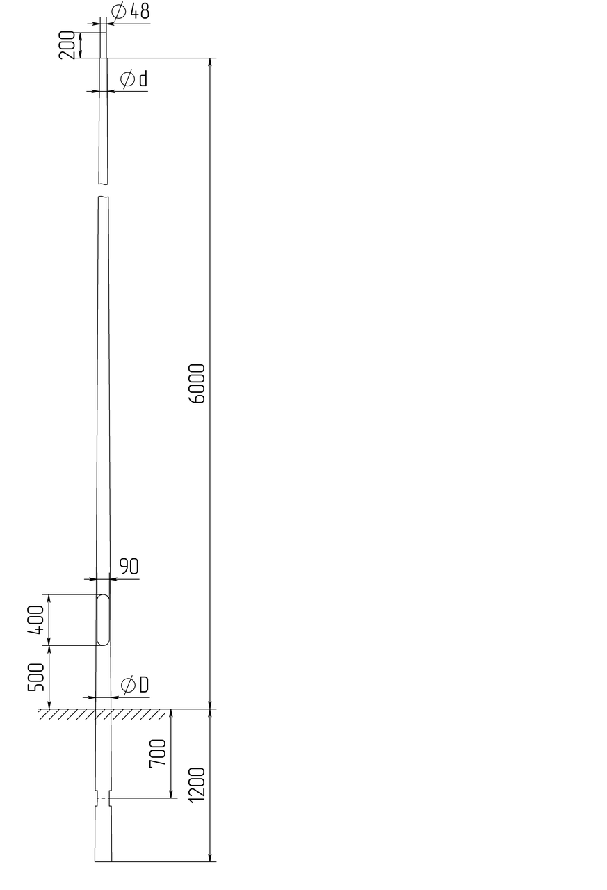 ОМКПК-1-6.0 - Опора металлическая консольная прямостоечная круглая (граненая -ОМФГ) высотой 6 метров - фото 1 - id-p174964302