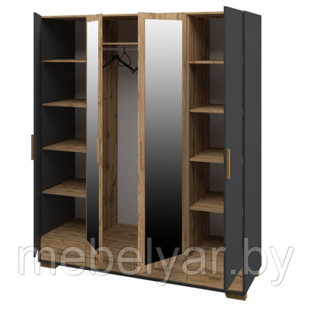 Шкаф для одежды МН-036-34(1) Мебель Неман Cканди Графит - фото 2 - id-p174967771