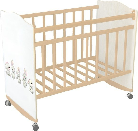 Классическая детская кроватка Indigo My Dream Зайки (белый) - фото 1 - id-p174316621