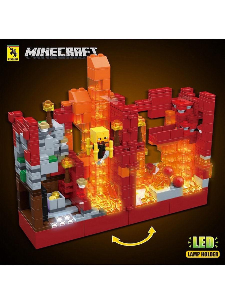 Конструктор Renzaima Minecraft светящийся арт. 680 «Сражение в красной крепости» 856 дет - фото 3 - id-p174988560