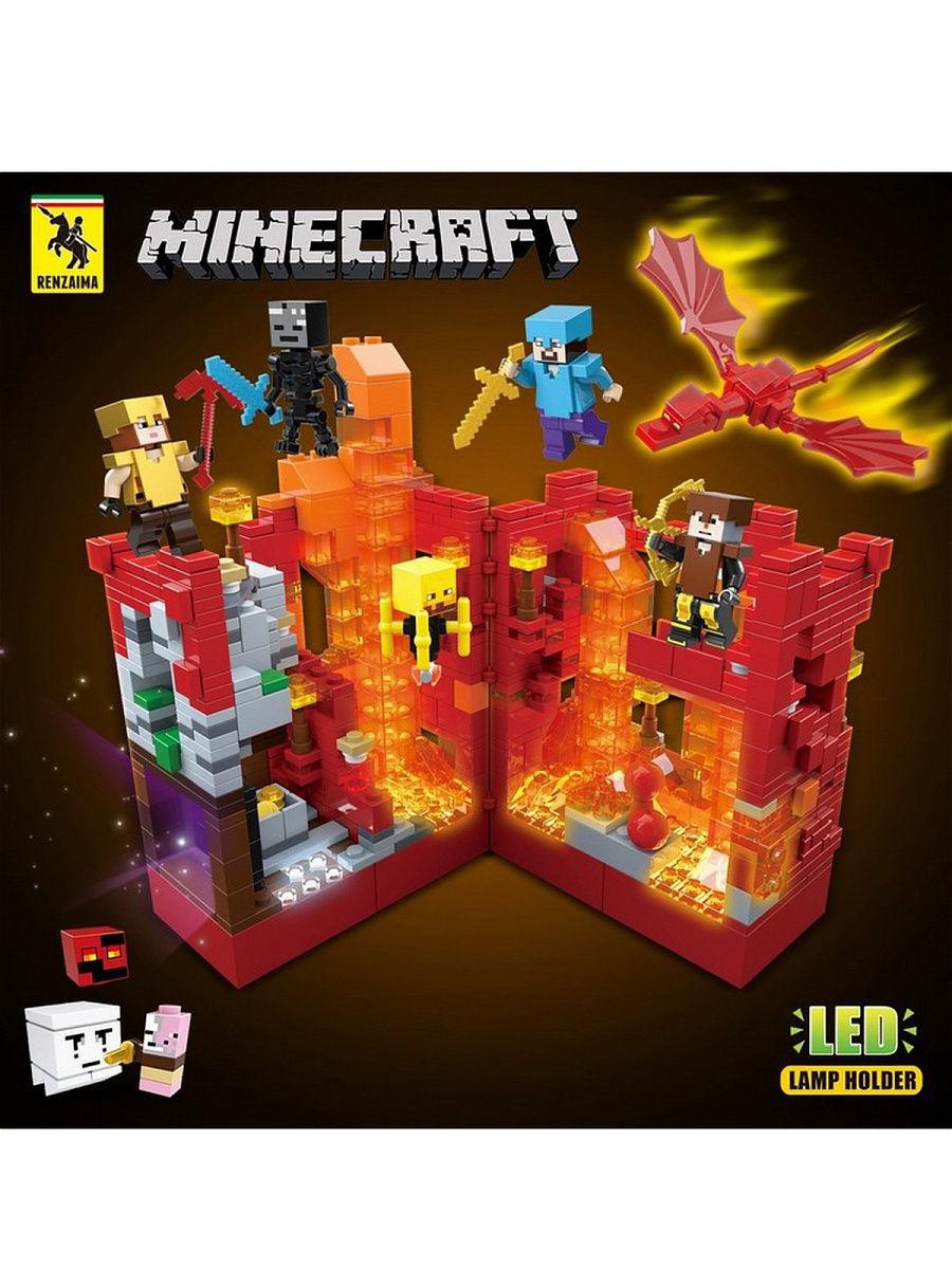 Конструктор Renzaima Minecraft светящийся арт. 680 «Сражение в красной крепости» 856 дет