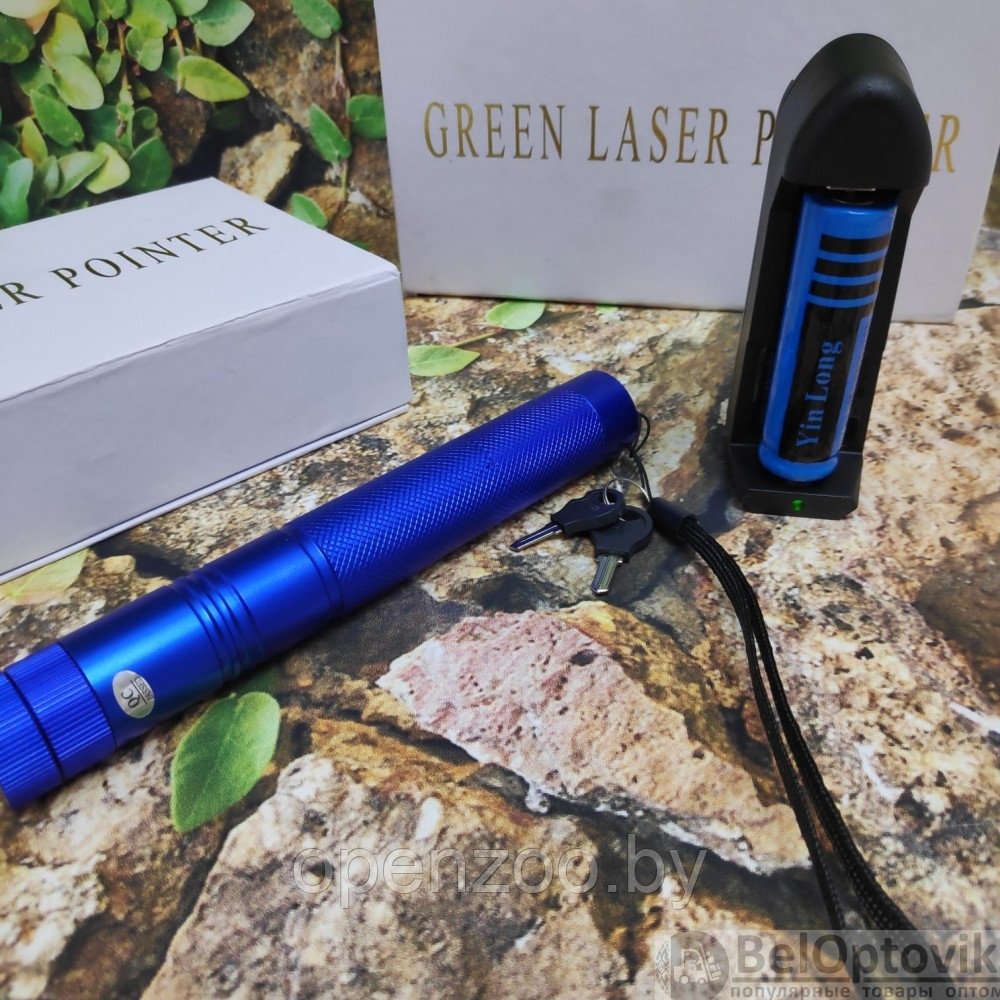 Лазерная указка Green Laser Pointer 303 с ключом Огонь 303, черный корпус - фото 7 - id-p175028395