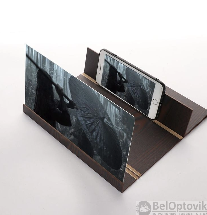 Увеличитель экрана для телефона 3D Video Amplifier (деревянная складная подставка) Черный - фото 9 - id-p175030233