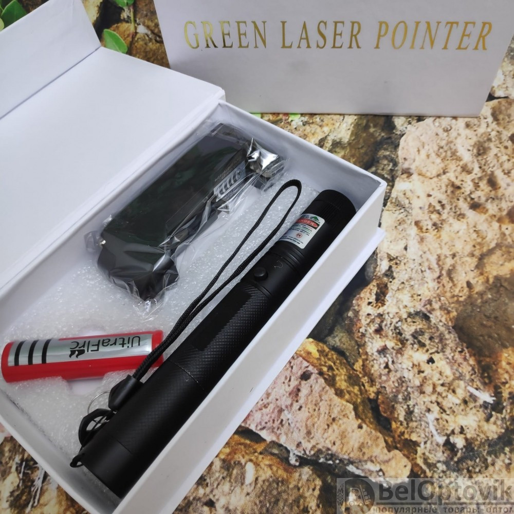 Лазерная указка Green Laser Pointer 303 с ключом Огонь 303, черный корпус - фото 6 - id-p175030234