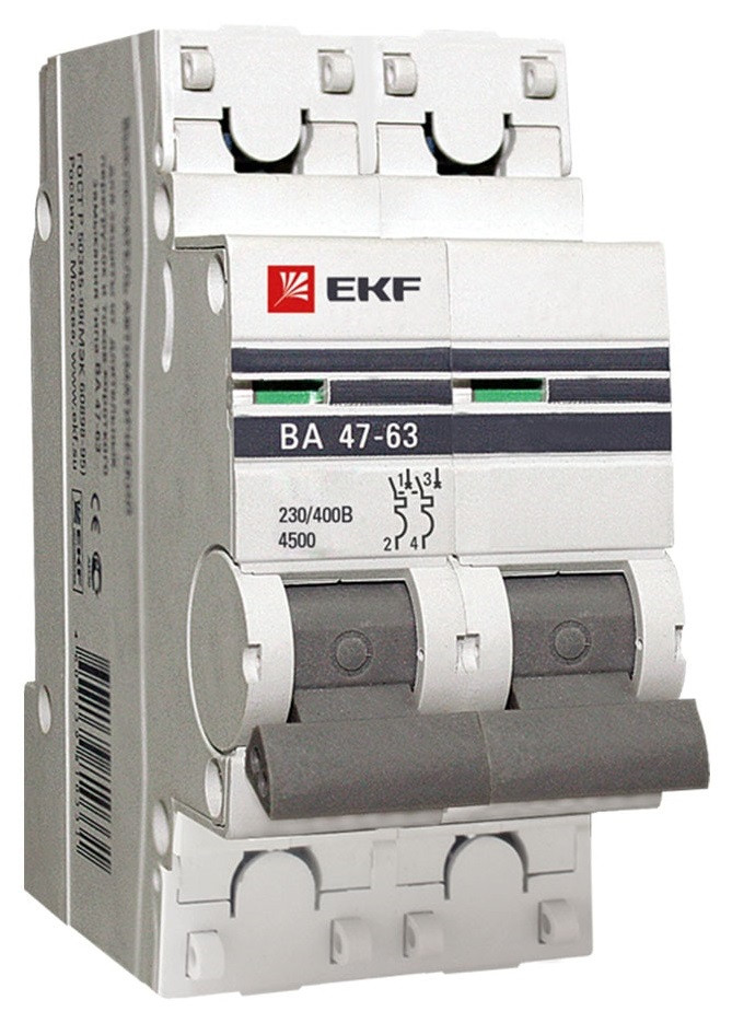 EKF PROxima Автоматический выключатель ВА 47-63, 2Р 16А (C) 4,5кА