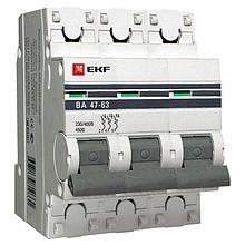 EKF PROxima Автоматический выключатель ВА 47-63, 3Р 25А (C) 4,5кА
