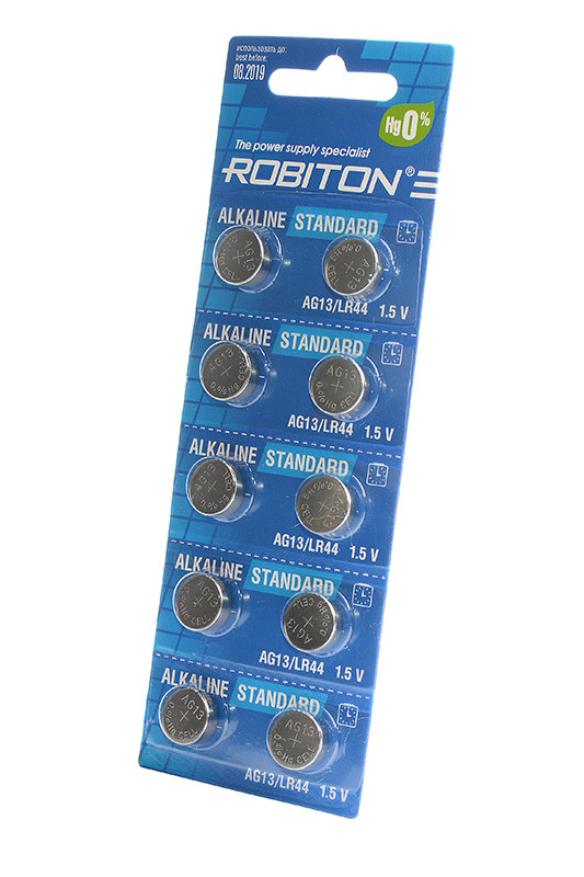 Батарейка AG13 (LR44) Robiton 10BL - фото 1 - id-p175017421