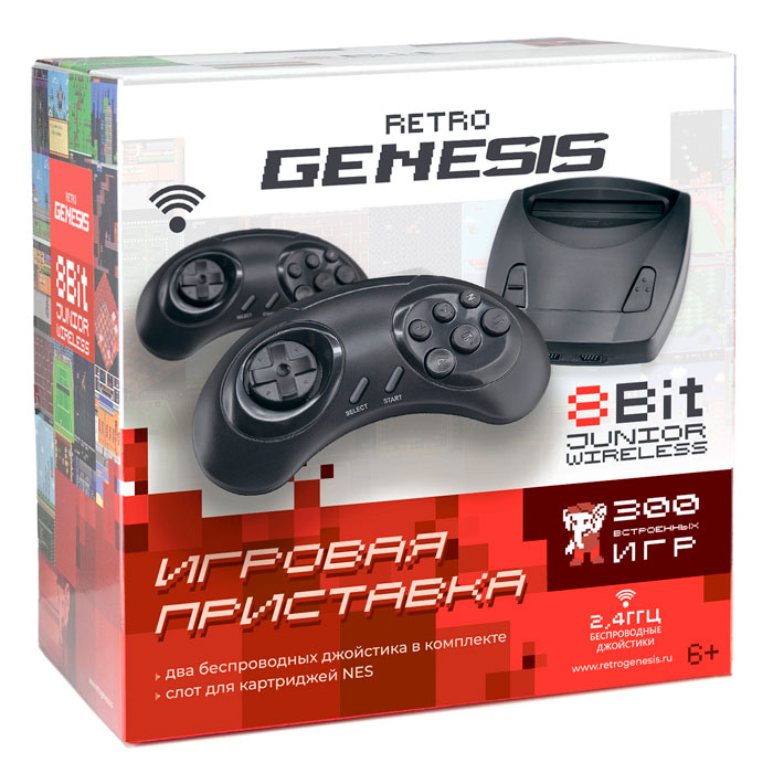 Игровая приставка DENDY Retro Genesis 8 Bit Junior Wireless (300 встроенных игр, 2 беспроводных джойстика) - фото 1 - id-p45204217