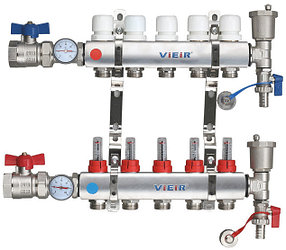 Коллекторы для теплого пола/ отопления В СБОРЕ VIER, нержавейка