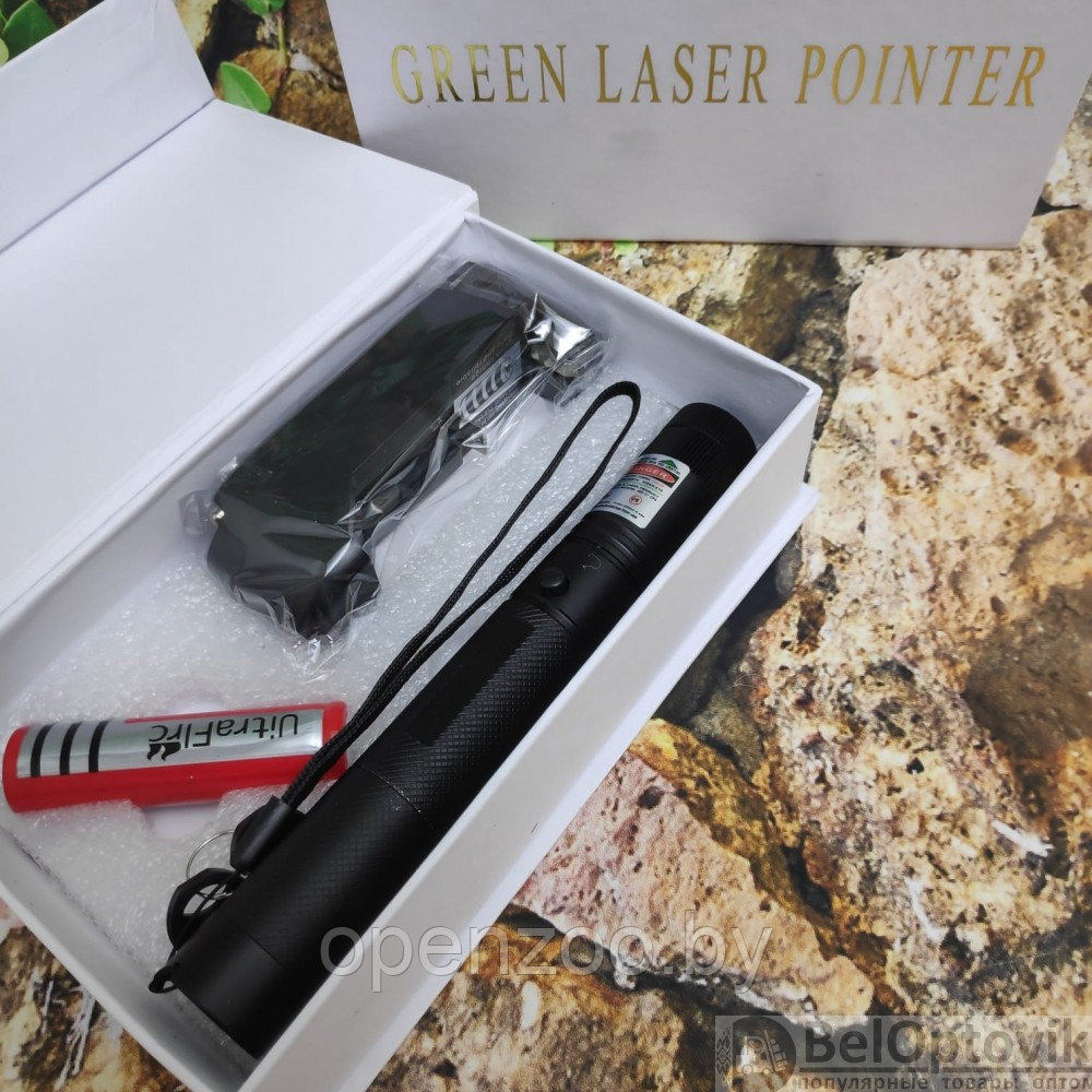 Лазерная указка Green Laser Pointer 303 с ключом SD-Lazer 303, красный корпус - фото 6 - id-p174755932