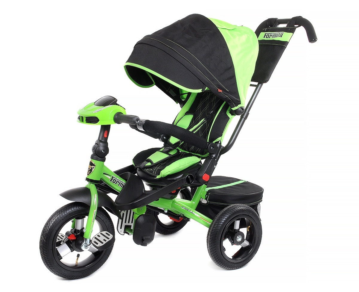 Детский трехколесный велосипед trike super formula, колеса 12\10 зеленый (Bluetooth и USB выход)