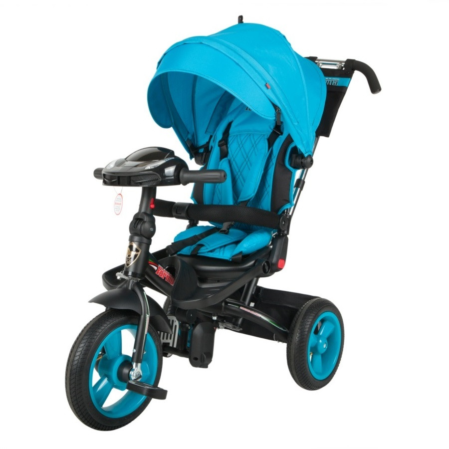Детский трехколесный велосипед trike super formula, колеса 12\10 голубой (Bluetooth и USB выход)