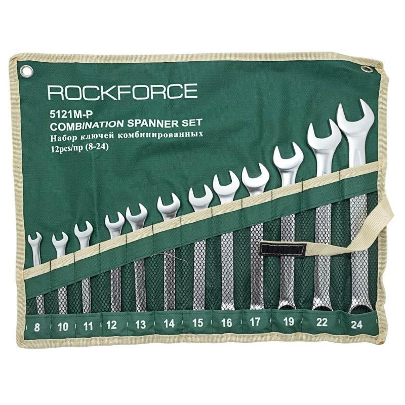 Набор ключей комбинированных 12пр. на полотне (8, 10-17, 19, 22, 24мм) Rock FORCE RF-5121P - фото 1 - id-p173985415
