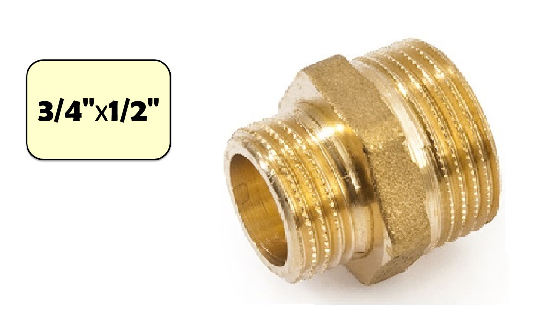 Ниппель латунный 3/4"х1/2" редукционный (НР-НР) General Fittings - фото 1 - id-p142848838