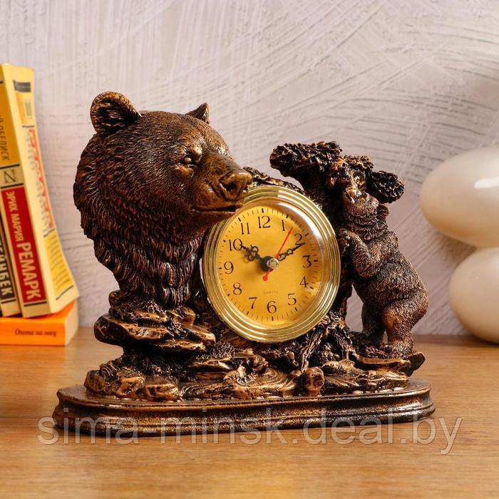 Часы настольные "Каминные. Медведица", дискретный ход, 23 х 8.7 х 19 см, d-7 см