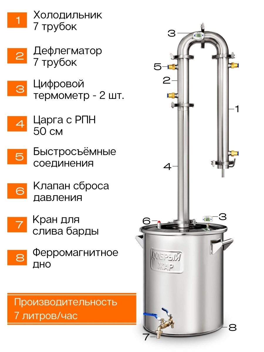 Дистиллятор Добрый Жар Абсолют 40л Нагрев на плите - фото 10 - id-p139211466