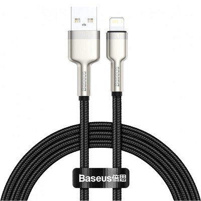Кабель Baseus CALJK-A01 Cafule Series Metal Data Cable USB to Lightning 2.4A 1m черный - фото 1 - id-p175160780