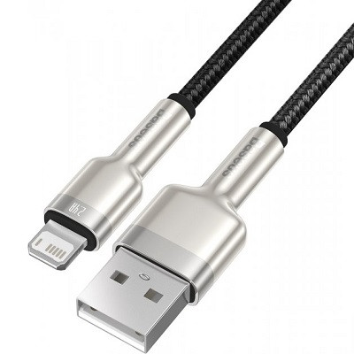 Кабель Baseus CALJK-A01 Cafule Series Metal Data Cable USB to Lightning 2.4A 1m черный - фото 2 - id-p175160780