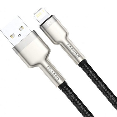 Кабель Baseus CALJK-A01 Cafule Series Metal Data Cable USB to Lightning 2.4A 1m черный - фото 3 - id-p175160780